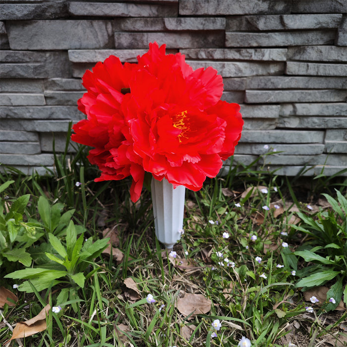 Bulk Cemetery Flowers Peony in Vase Artificial Flowers for Graves and Memorials Arrangements Wholesale