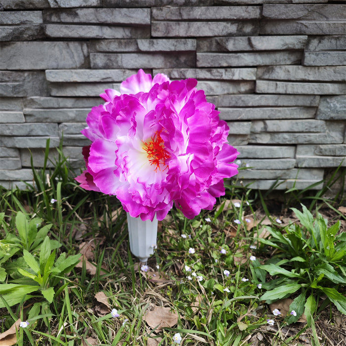 Bulk Cemetery Flowers Peony in Vase Artificial Flowers for Graves and Memorials Arrangements Wholesale
