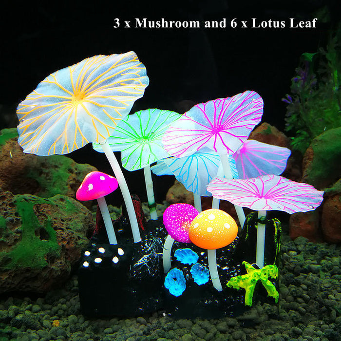 Bulk Glowing Effect Artificial Mushroom Glow Plants for Fish Tank Wholesale
