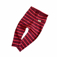 Burgundy Red Striped Leggings