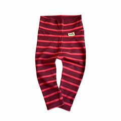 Burgundy Red Striped Leggings