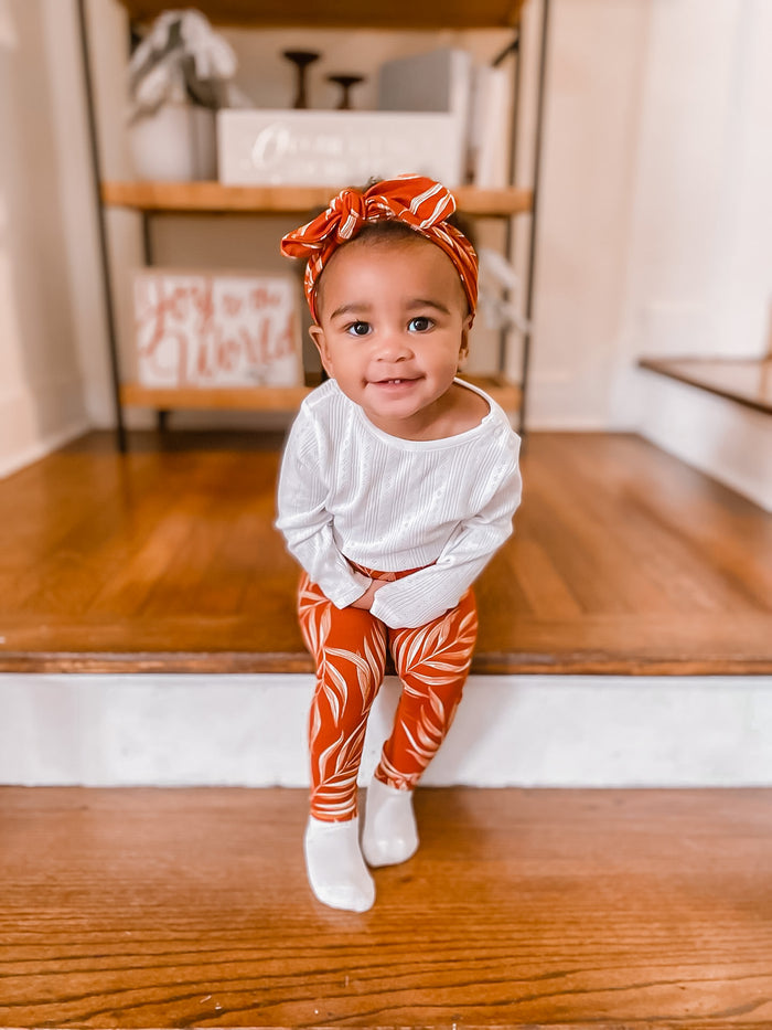 Burnt Orange Pampas Leaves Headbands