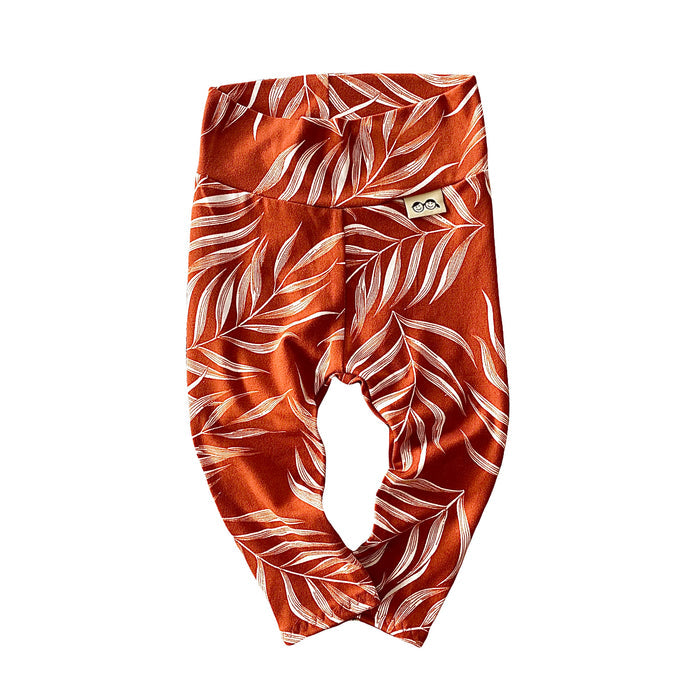 Burnt Orange Pampas Leaves Leggings and/or Knot Beanie