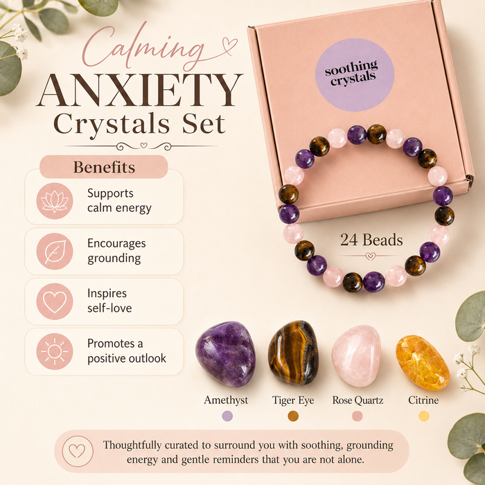 Calming ANXIETY Crystal Kit, Gemstone Tumble Kit, Anxiety Crystal Gift Set