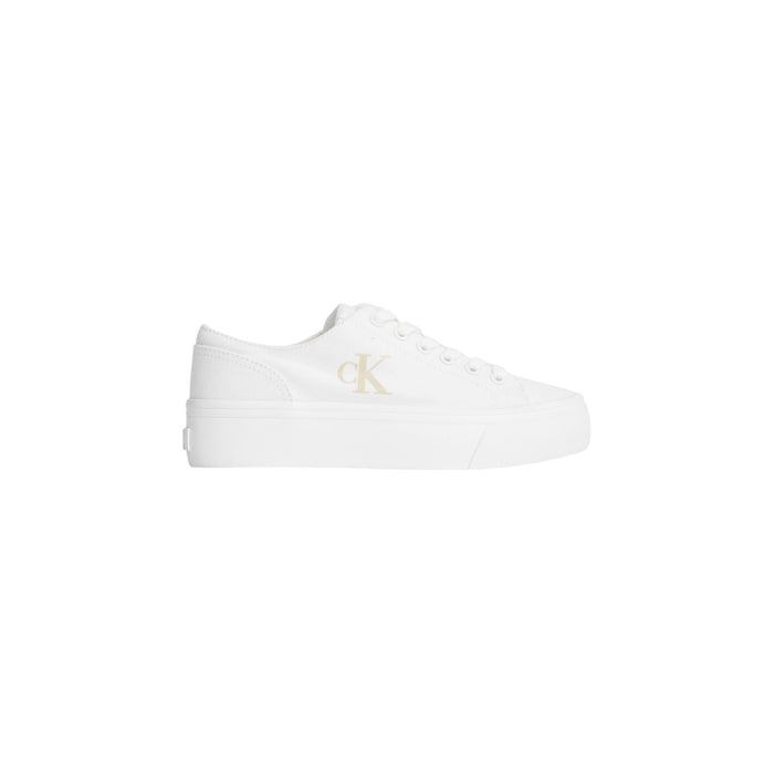 Image 1 : Baskets Calvin Klein Jeans blanches à plateforme pour femme, vue de profil — delvale