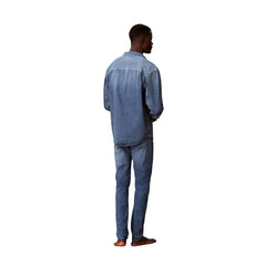 Image 2 : Jean slim homme Calvin Klein Jeans délavé, détail de la coupe jambe droite et des finitions denim — Delvale