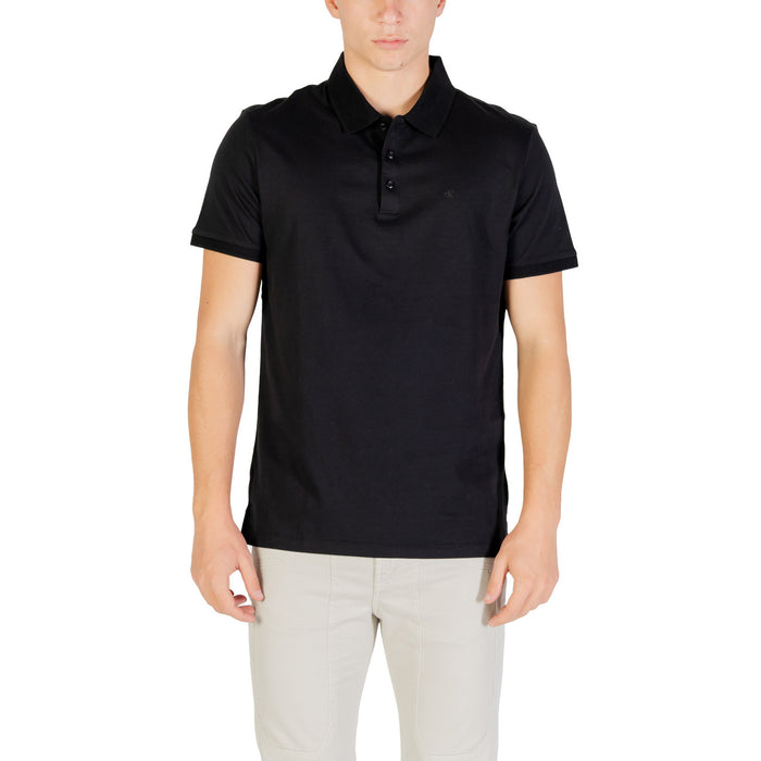 Image 1 : Polo Calvin Klein Jeans homme noir manches courtes, vue de face — Delvale