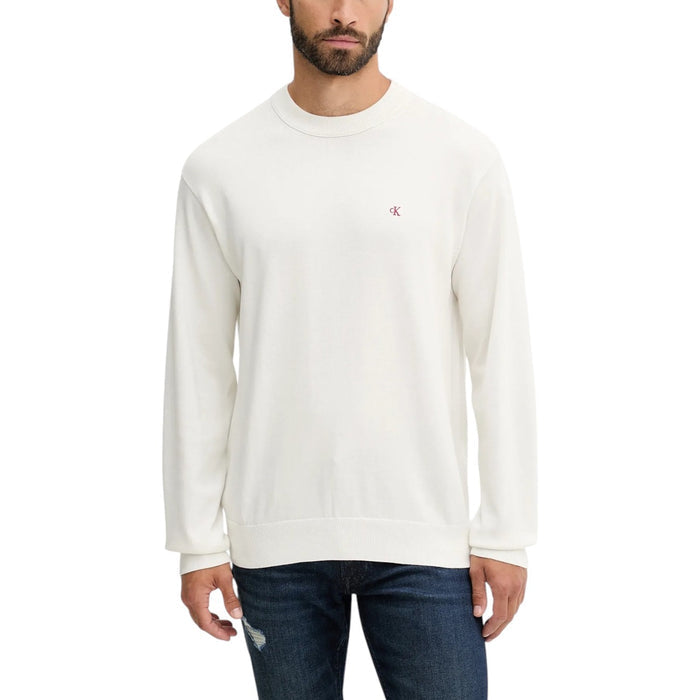 Image 1 : Pull Calvin Klein Jeans homme blanc col rond manches longues en coton — Delvale