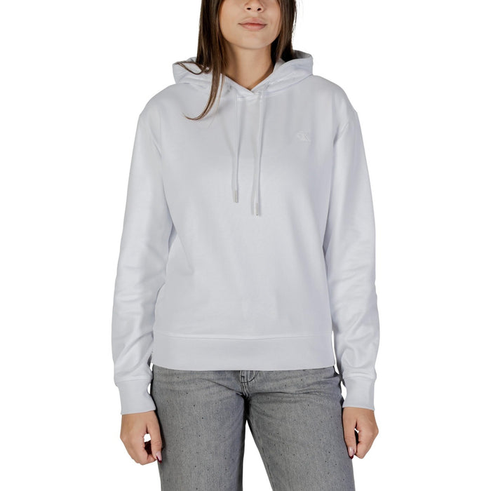 Image 1 : Sweat à capuche Calvin Klein Jeans femme blanc avec monogramme CK, coupe relax — delvale