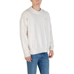 Image 3 : Sweat col rond Calvin Klein Jeans blanc porté, coupe moderne et confortable — Delvale