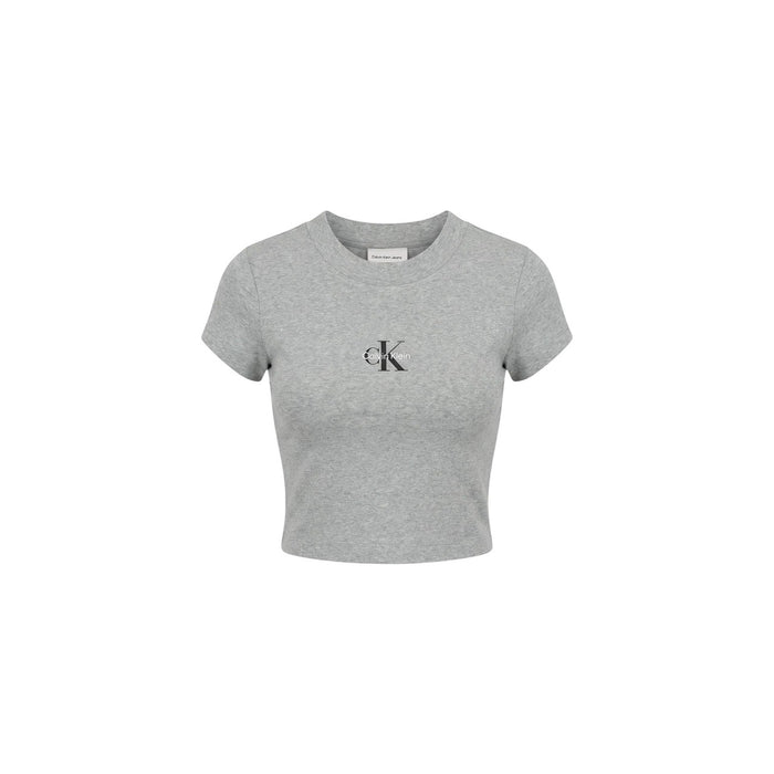 Image 3 : Vue de profil t-shirt Calvin Klein Jeans gris col rond femme — delvale