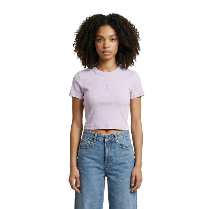 Image 5 : Zoom matière t-shirt Calvin Klein Jeans gris coton élasthanne — delvale