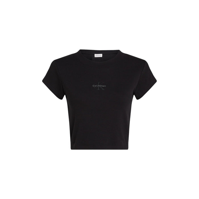 Image 1 : T-shirt noir Calvin Klein Jeans pour femme, coupe classique manches courtes — delvale
