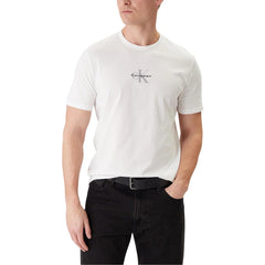 Image 1 : T-shirt Calvin Klein Jeans homme blanc col rond manches courtes vue de face — Delvale