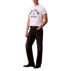 Image 3 : Détail de l'imprimé varsity Calvin Klein CK 1968 NYC en lettres sombres sur t-shirt blanc homme — Delvale