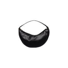 Image 1 : Sac hobo Calvin Klein noir forme croissant avec zip doré, vue de face — delvale