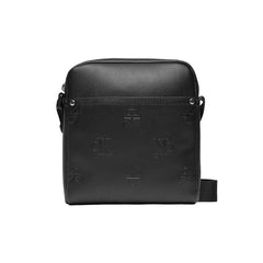 Image 1 : Calvin Klein sacoche homme noir monogramme CK gaufré vue de face avec bandoulière réglable — Delvale