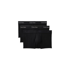 Image 1 : Lot de 3 boxers Calvin Klein Underwear homme en coton stretch noir empilés, vue de face sur fond blanc — Delvale