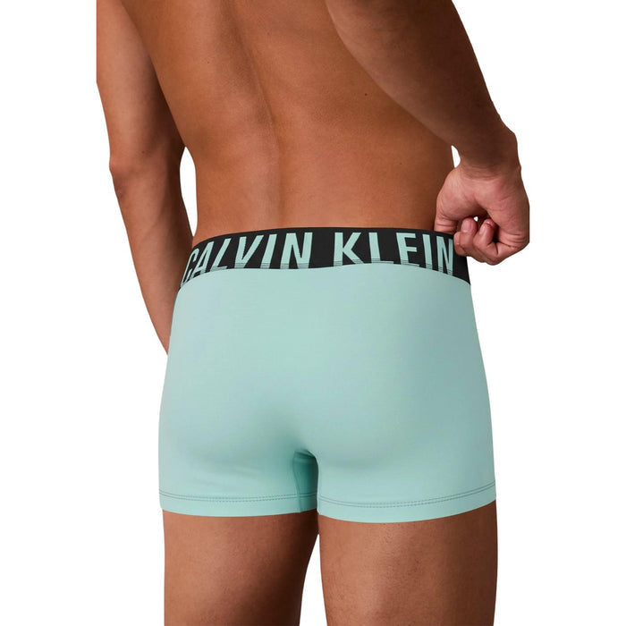Image 4 : Détail des trois coloris du lot de boxers Calvin Klein Underwear homme — noir, gris et vert d'eau — Delvale