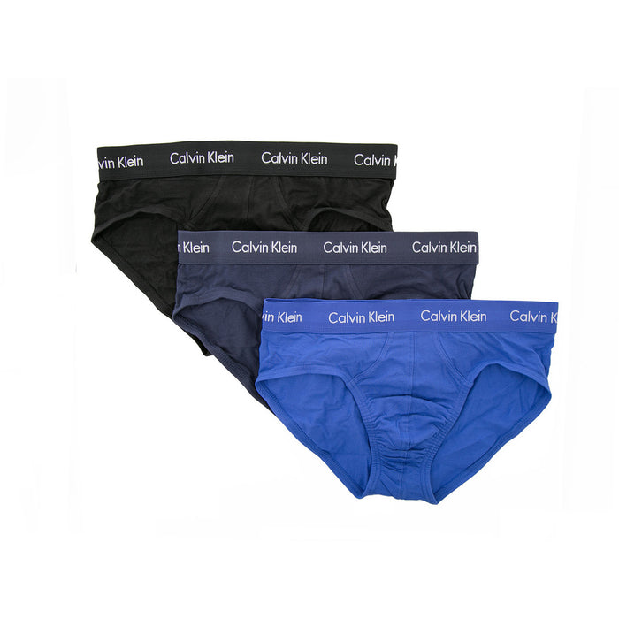 Image 1 : Lot de 3 slips homme Calvin Klein Underwear coloris noir, marine et bleu électrique avec ceinture élastique logotée — Delvale