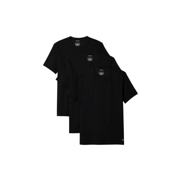 Image 1 : Lot de 3 t-shirts col rond Calvin Klein Underwear pour homme en noir, vue de face empilée — Delvale