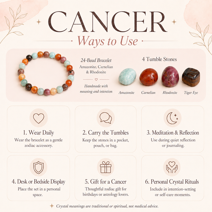 CANCER Zodiac Crystal Kit, CANCER Birthstones Tumbled Stone Set, Cancer Gifts