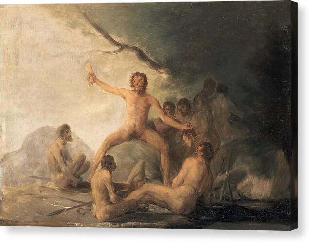 Cannibals Contemplating Human Remains - Canvas Print
