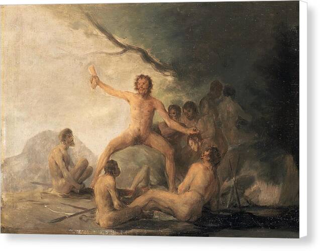 Cannibals Contemplating Human Remains - Canvas Print