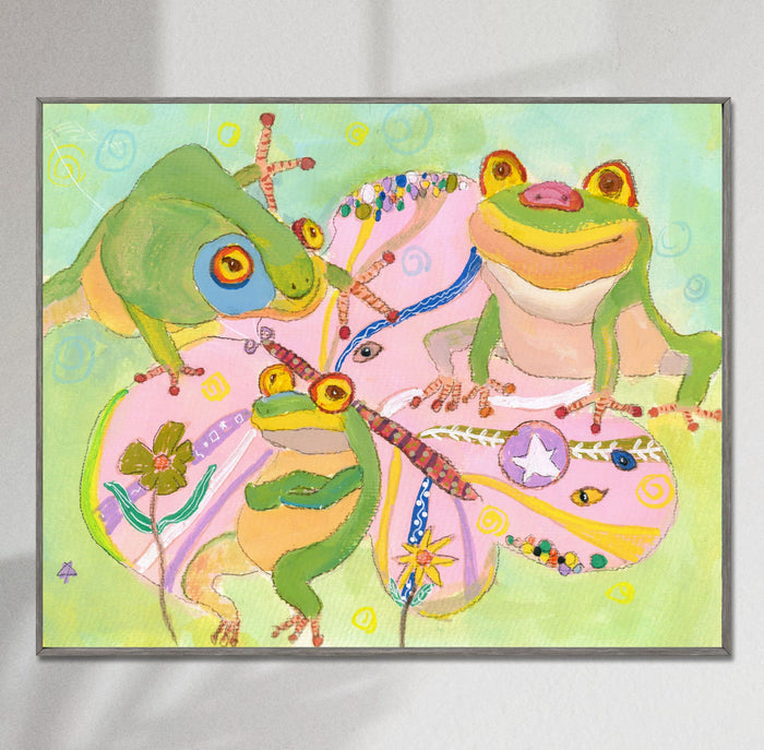 Canvas Print Frogs Picnic, Wall Art Prints, Abstract Artwork, Art Print, Artwork, Modern Wall Art, Watercolor Painting, Kids Room Décor