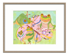 Canvas Print Frogs Picnic, Wall Art Prints, Abstract Artwork, Art Print, Artwork, Modern Wall Art, Watercolor Painting, Kids Room Décor