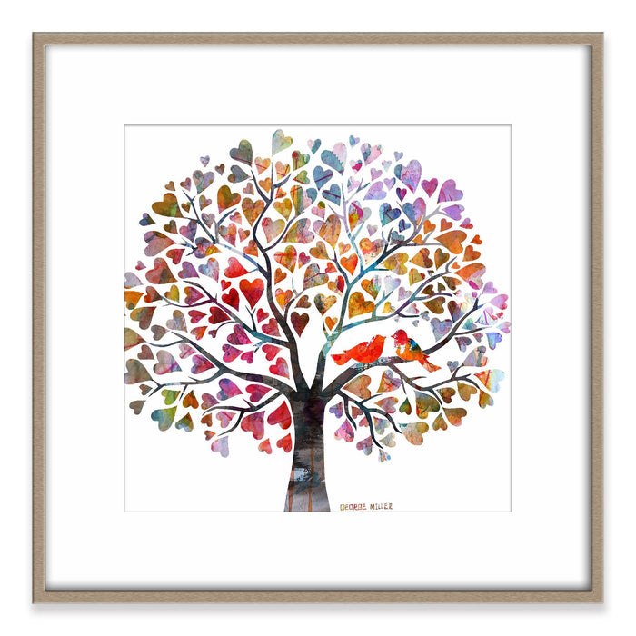 Canvas Print, Tree with Love Birds, Wall Art, Abstract Landscape Painting, Art, Artwork, Modern Art, Original Art Painting,  Wedding Gift