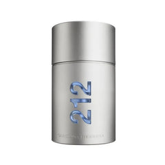 Flacon Carolina Herrera 212 Men Eau de Toilette Homme métal brossé bouchon intégré arrondi, vue de face légèrement éloignée