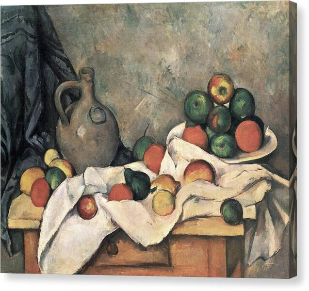 Curtain, Jug and Fruit Bowl - Canvas Print