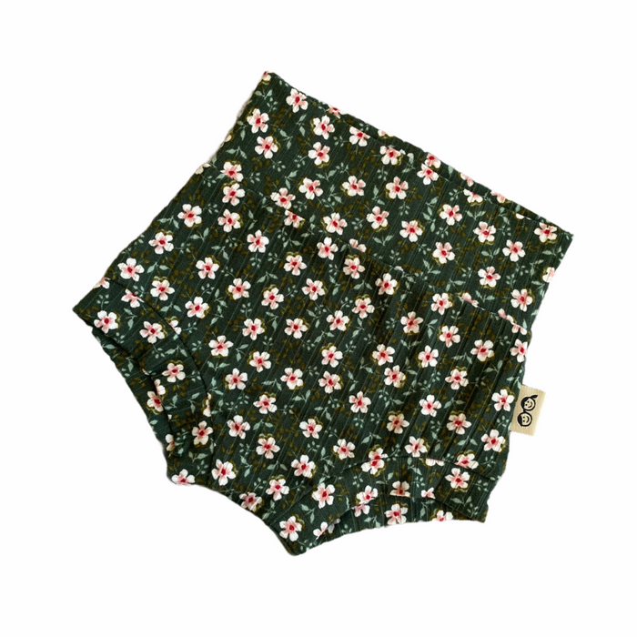 Dainty Floral Green Rib Bummies and/or Headbands