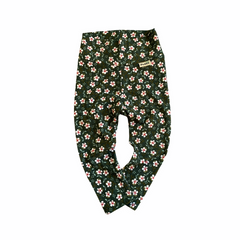 Dainty Floral Green Rib Leggings and/or Headbands