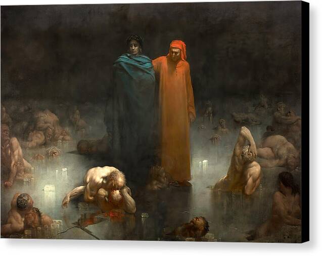 Dante and Virgil in the Ninth Circle of Hell - Canvas Print