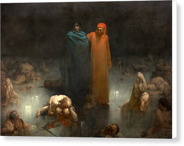 Dante and Virgil in the Ninth Circle of Hell - Canvas Print