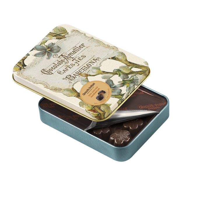 Dark Chocolate Orange Flower Leaves in Tin 72g