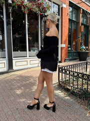Demi Black and White Contrast Tailored Short