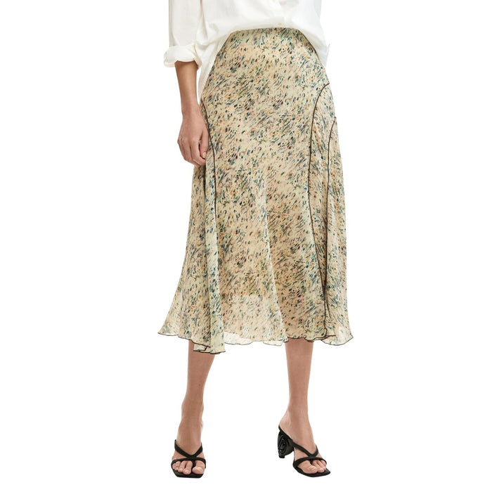 Image 1 : Jupe Desigual femme beige à motifs colorés, vue de face — Delvale