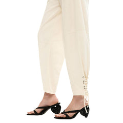 Image 3 : Vue complète pantalon Desigual femme beige coton style décontracté — delvale