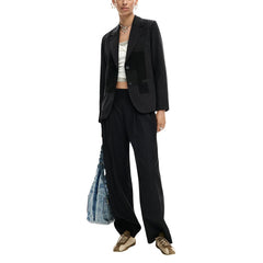 Image 1 : Pantalon noir Desigual femme avec fermeture éclair centrale — delvale