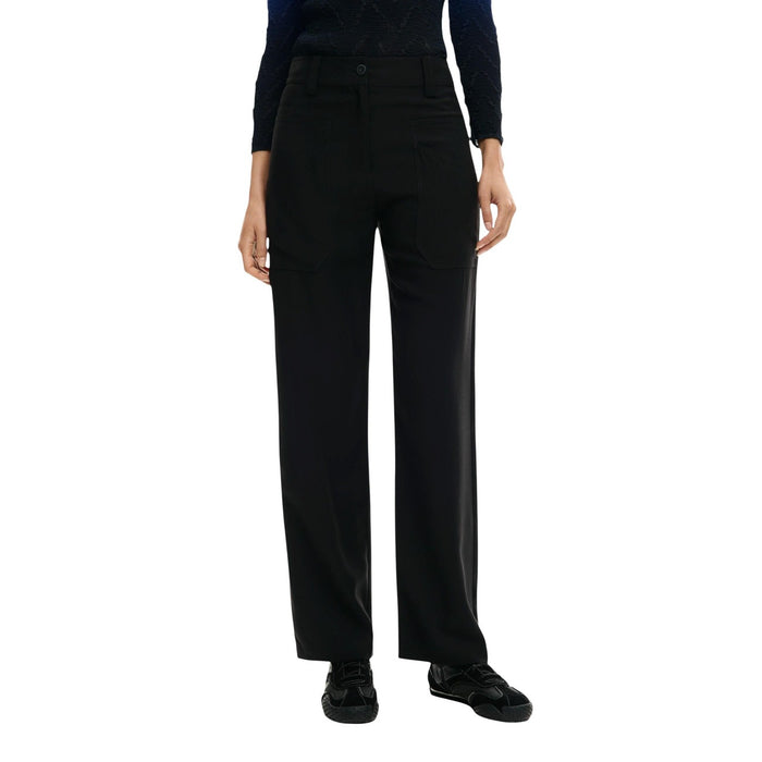 Image 1 : Pantalon Desigual femme noir en viscose, vue de face — delvale