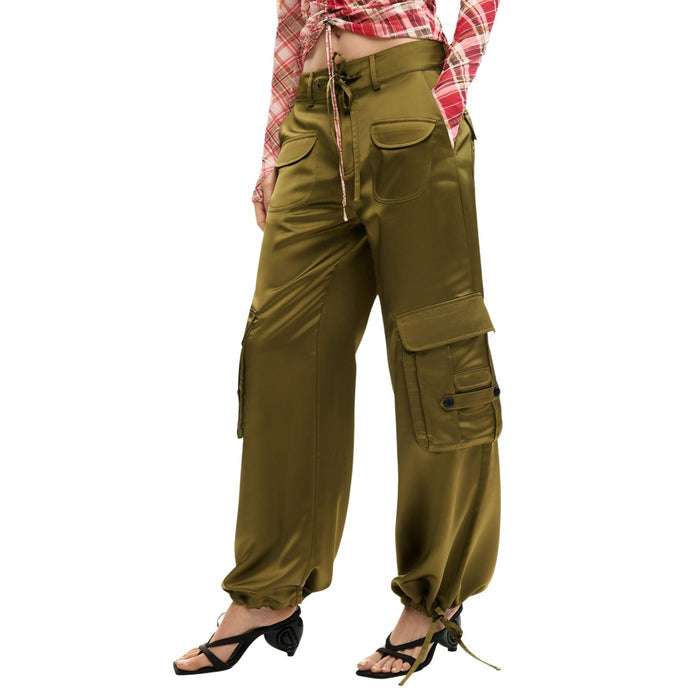 Image 1 : Pantalon vert Desigual femme avec fermeture zip et poches multiples — delvale