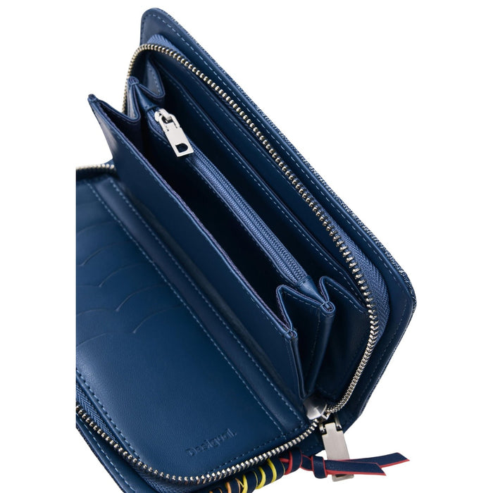 Image 2 : Portefeuille Desigual bleu azur vue détaillée des compartiments internes — Delvale