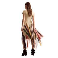 Image 3 : Robe Desigual femme beige vue complète avec impression décorative — Delvale