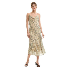 Image 1 : Robe Desigual femme beige à bretelles avec motif coloré et col V — Delvale