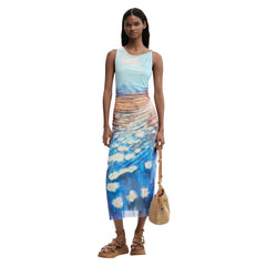 Image 2 : Détail robe Desigual femme bleu azur, matière polyester-élasthanne confortable — Delvale