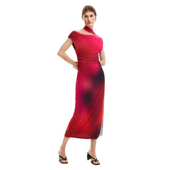 Image 1 : Robe Desigual femme fuchsia sans manches à col bateau avec motifs colorés — delvale