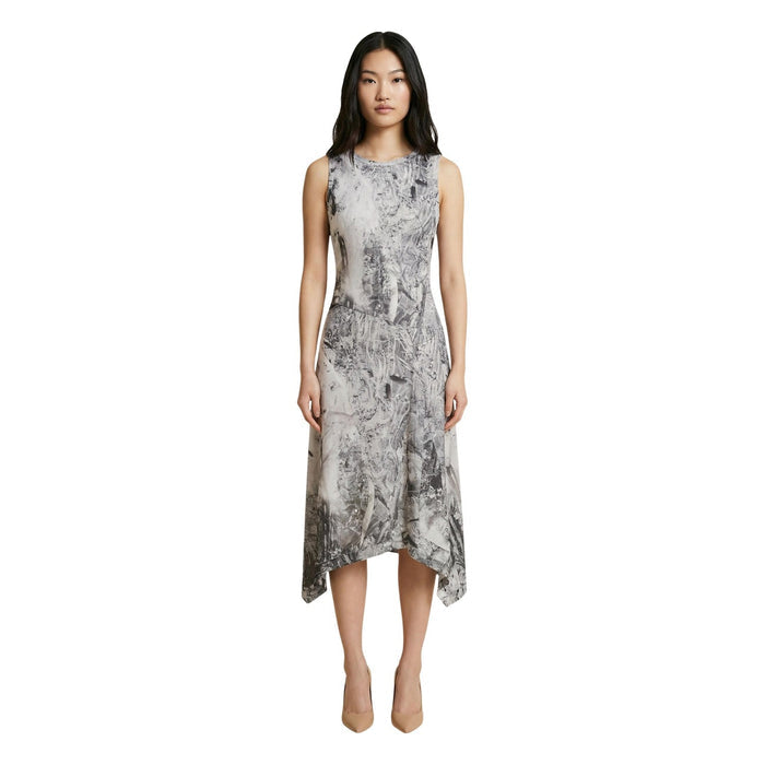 Image 1 : Robe Desigual femme grise sans manches avec motif imprimé et col rond — delvale